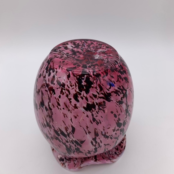 Beautiful Vtg. Rose Pink & Multi Colored Hand Blown Small Art Glass Vase 5” - Picture 12 of 15